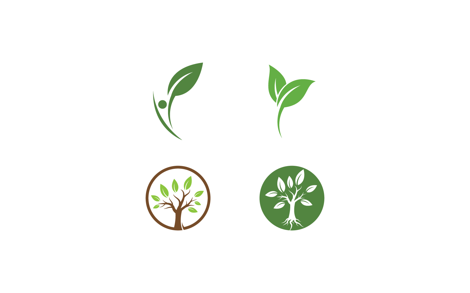 Diseño plano vectorial de diseño de naturaleza con logotipo de hoja verde