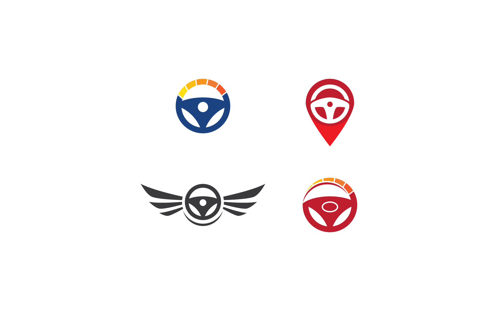 Icono de ilustración del volante, logotipo vectorial, diseño plano