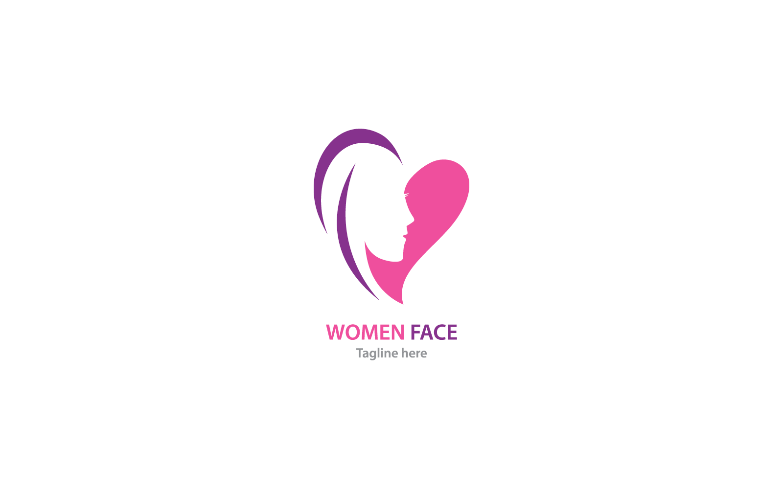 Illustrazione della silhouette del volto femminile Modello di logo