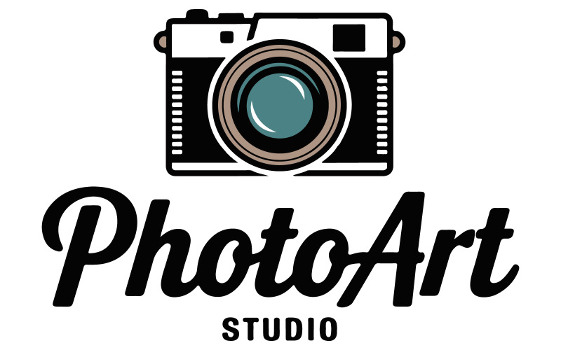 A retro flat design illustration of a wedding photography studio logo Illustration