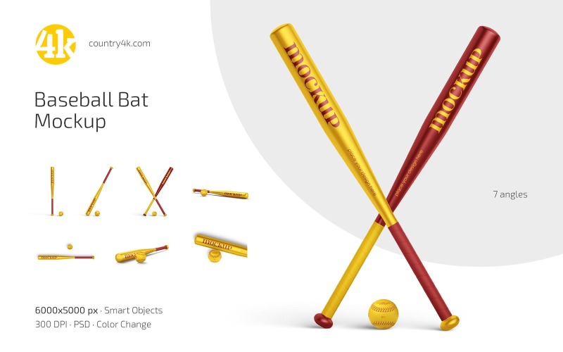 Baseball Bat Mockup PSD Template Product Mockup