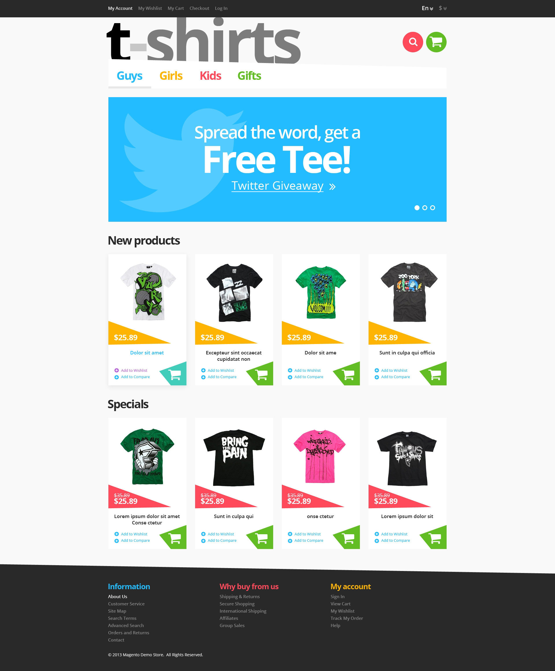 "Responsive T-Shirts Store" Responsive Magento Thema №46173 - screenshot