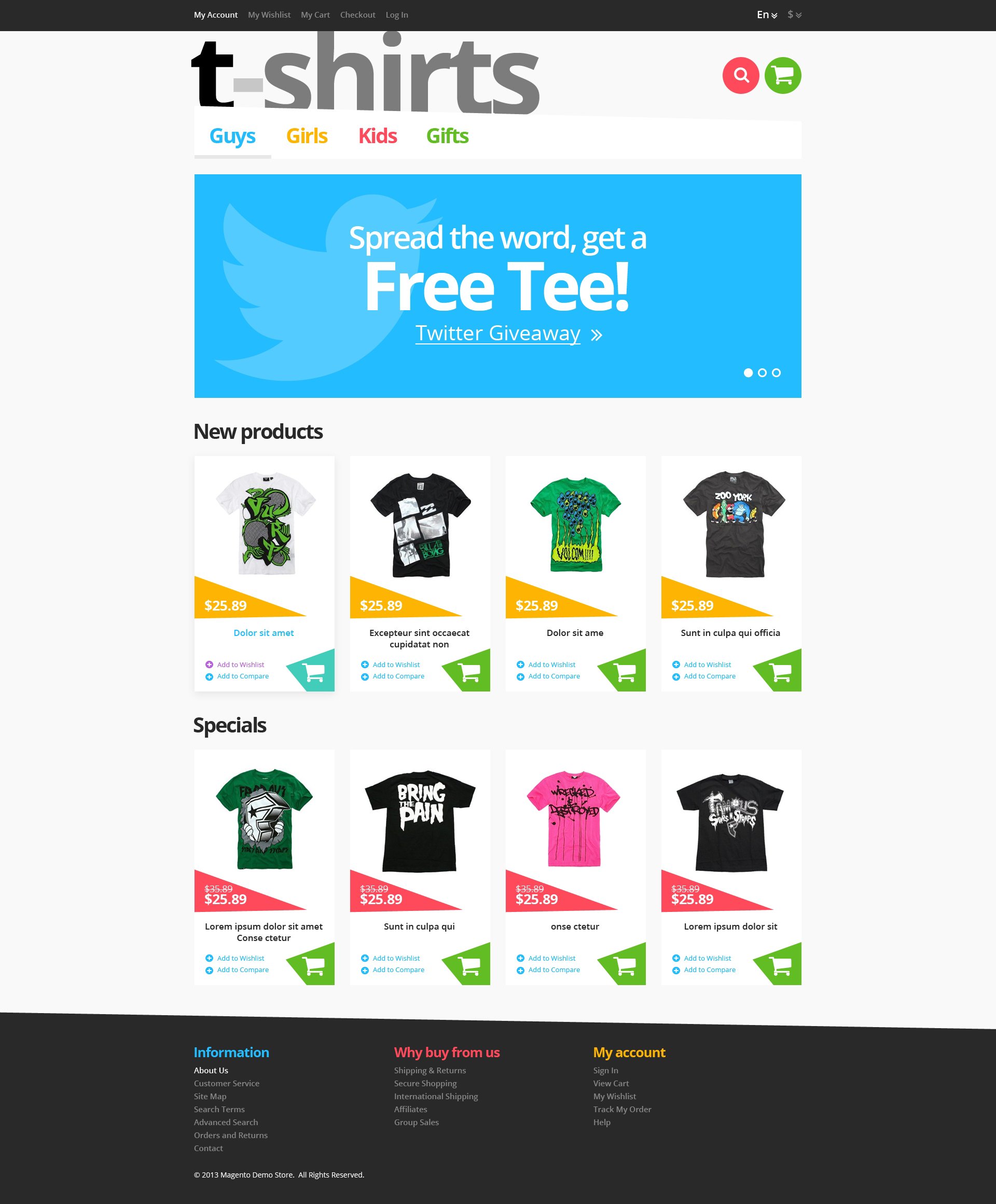 Reszponzív Responsive T-Shirts Store Magento sablon 46173 - képernyőkép