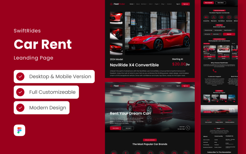 FleetFinder - Car Rental Landing Page UI Element