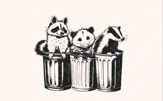 Raccoon in Trash Can PNG, Funny Trash Panda Clipart, Cute Baby Raccoon Design, Digital Download,
