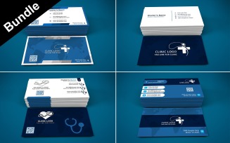 Bundle of 4 Business Card Templates For Clinic - Hospitals