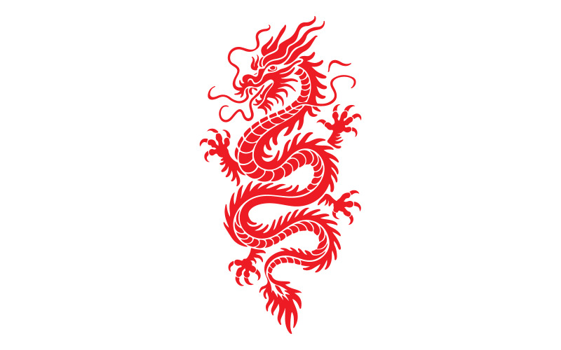 A black vector dragon Chinese brush art tattoo design Illustration