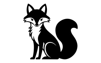 A silhouette of a fox sitting