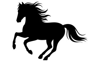 An illustration of a silhouette of a horse galloping