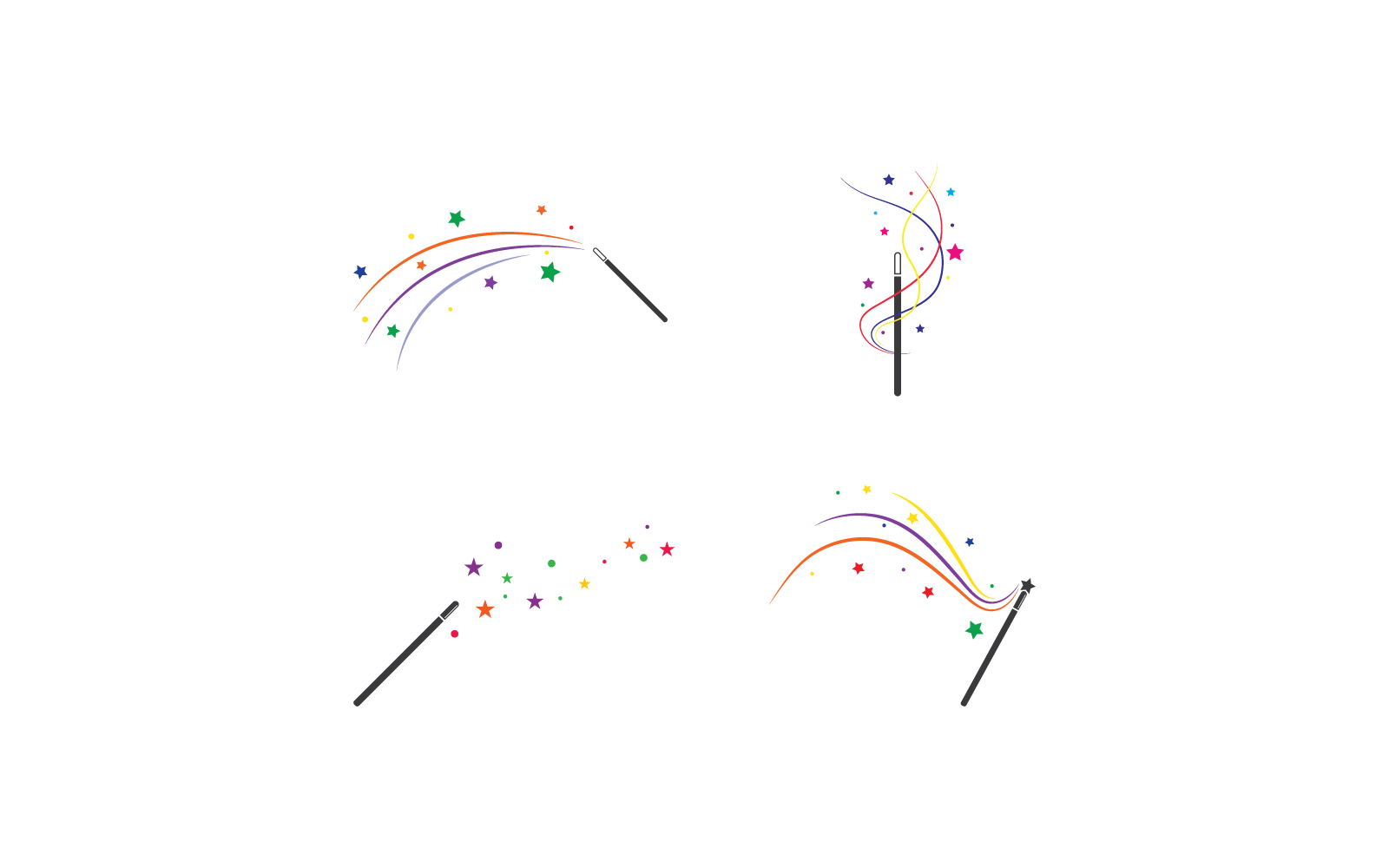 Conjunto de iconos de ilustración de palo mágico, plantilla vectorial