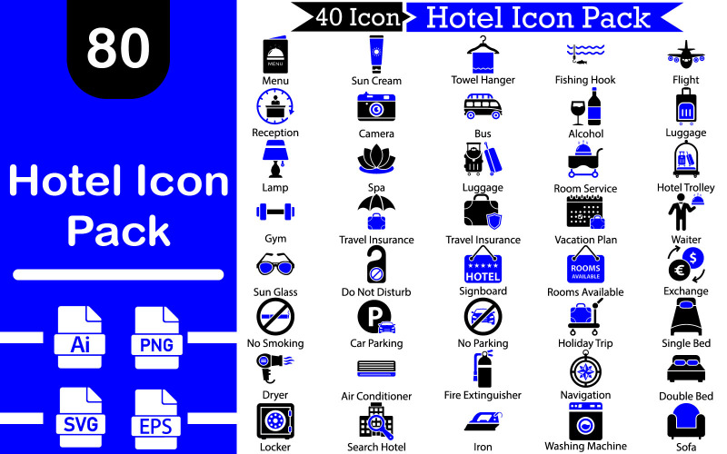 80 Premium Hotel Icon Pack Icon Set