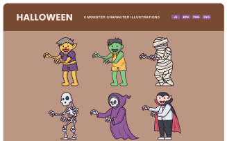 Halloween Character Illustration Set