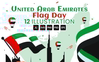 12 United Arab Emirates Flag Day Illustration