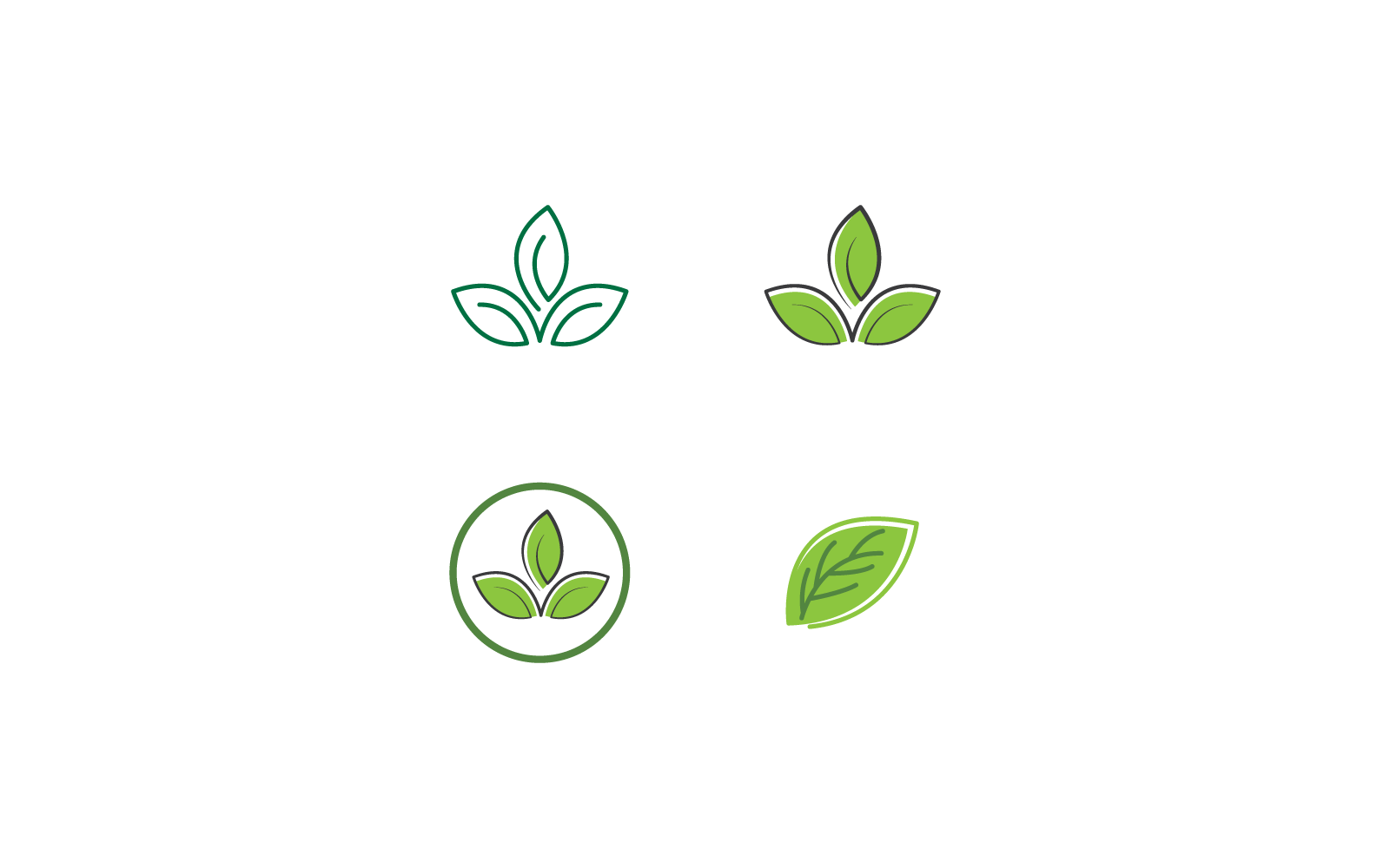 Icono vectorial del elemento del logotipo de la ilustración de la hoja verde
