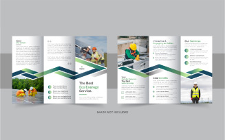 Solar energy trifold brochure, eco energy or solar panel trifold brochure design layout