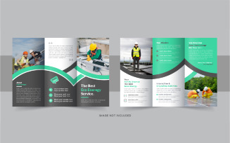 Solar energy trifold brochure, eco energy or solar panel trifold brochure design template