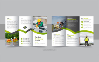 Solar energy trifold brochure, eco energy or solar panel trifold brochure design