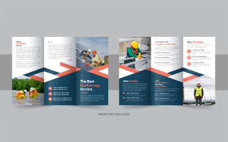 Solar energy trifold brochure, eco energy or solar panel trifold brochure layout