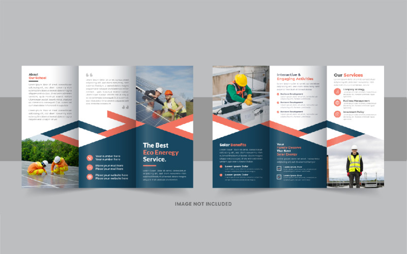 Solar energy trifold brochure, eco energy or solar panel trifold brochure layout Corporate Identity