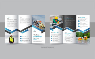 Solar energy trifold brochure, eco energy or solar panel trifold brochure template layout