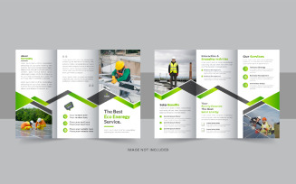 Solar energy trifold brochure, eco energy or solar panel trifold brochure