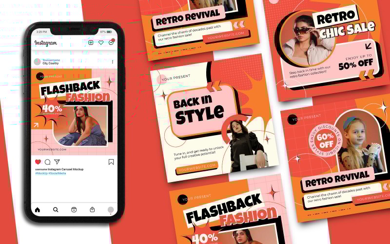Retro Fashion Instagram Post Template 01 Social Media