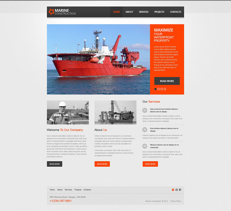 wix template website company marine