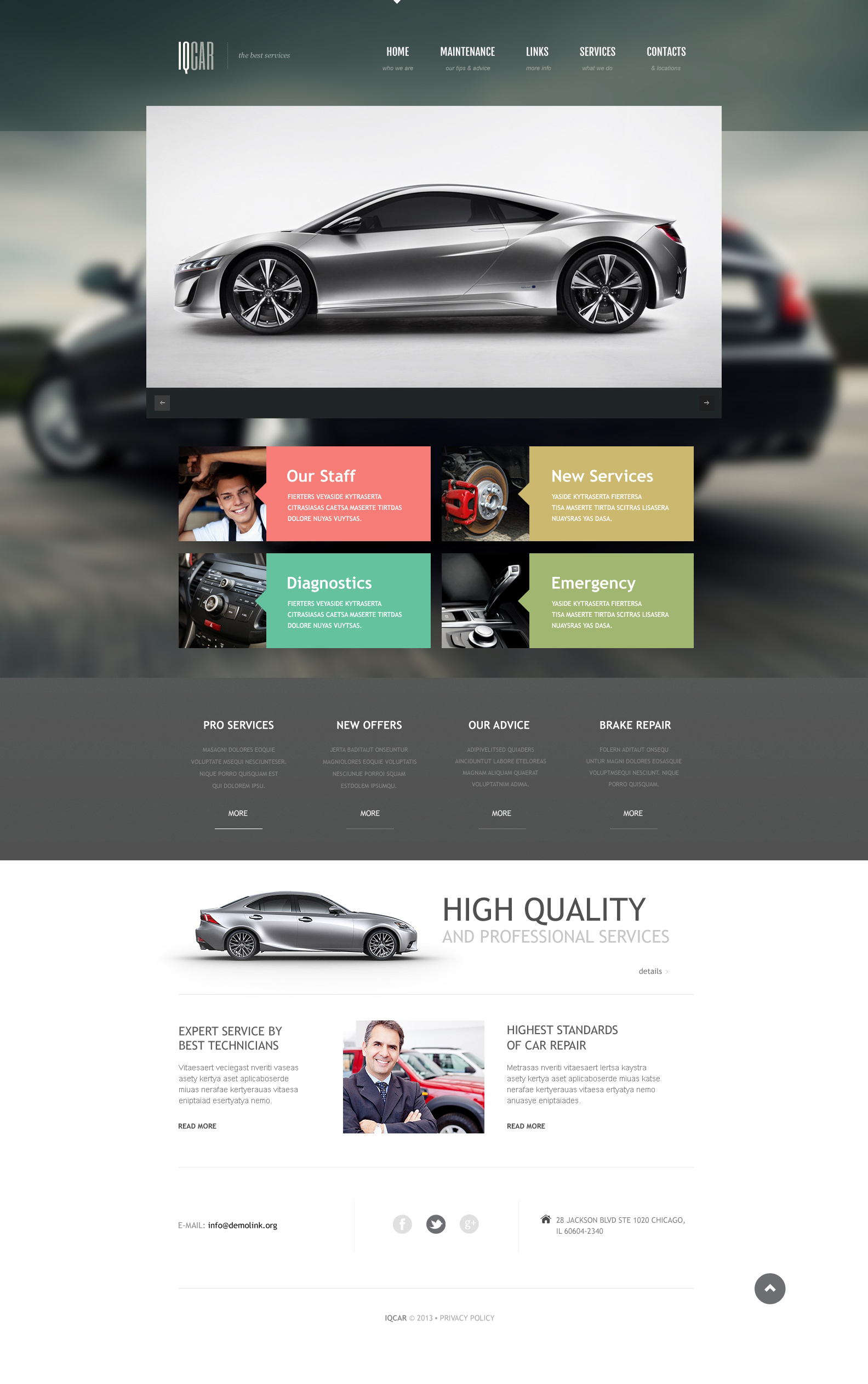 Plantilla Web Responsive para Sitio de Reparación de coches #46252 - captura de pantalla
