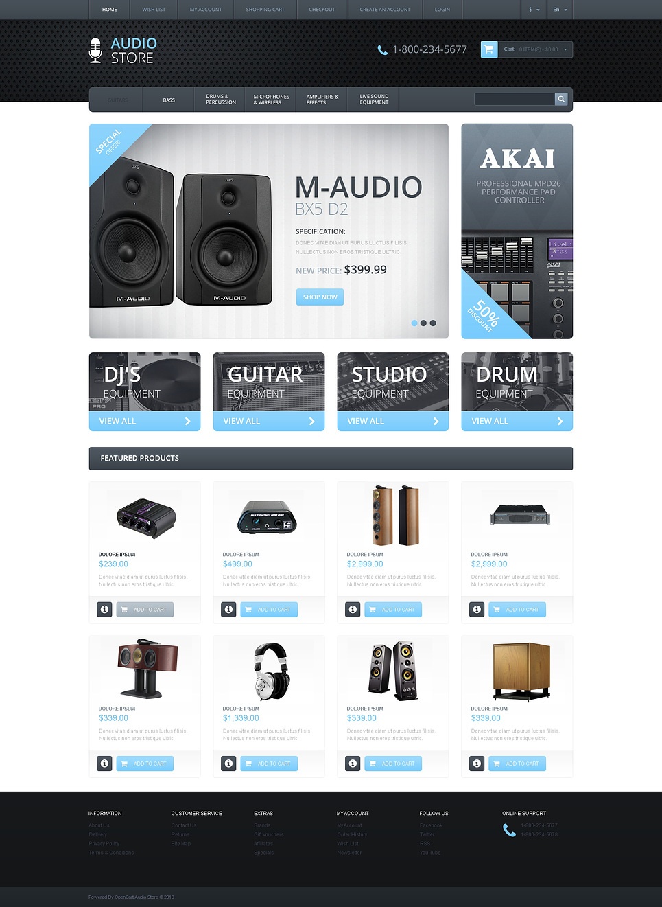 Responsive Audio Store OpenCart Template New Screenshots BIG