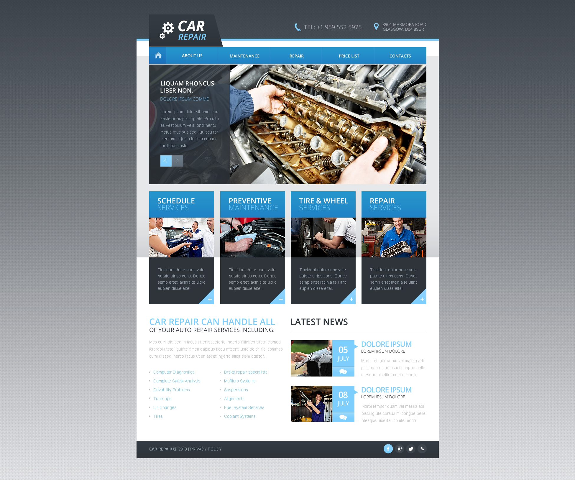 Responsive Website Vorlage für Autoreparatur #46200 - Screenshot