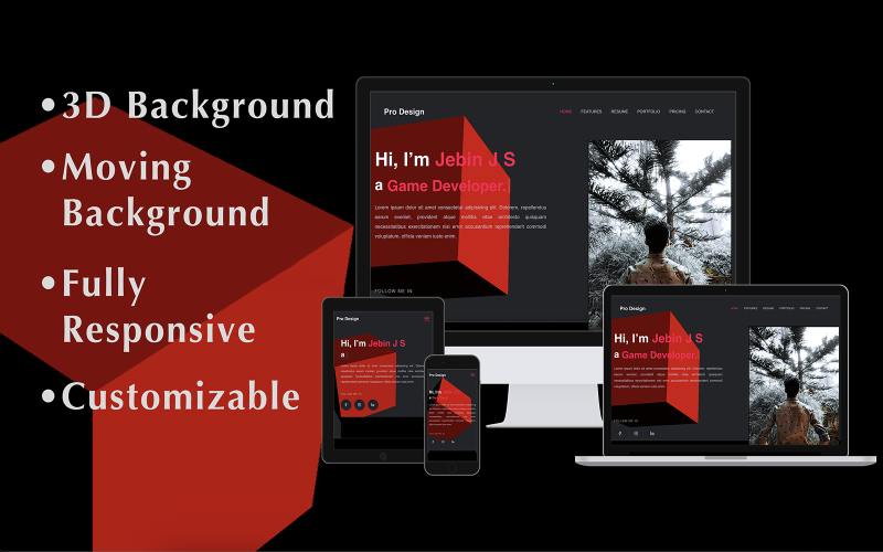 Portfolio website template | HTML | 3D Portfolio Template Landing Page Template