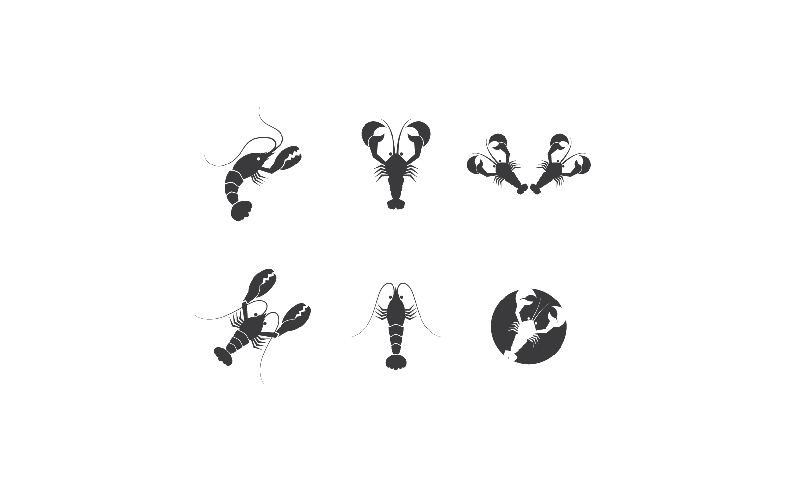 Illustration de crevette logo vector design plat