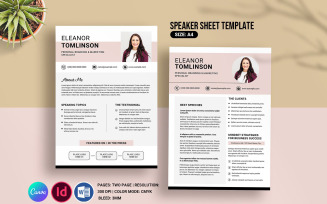 Speaker One Sheet Template. Idesign & Word