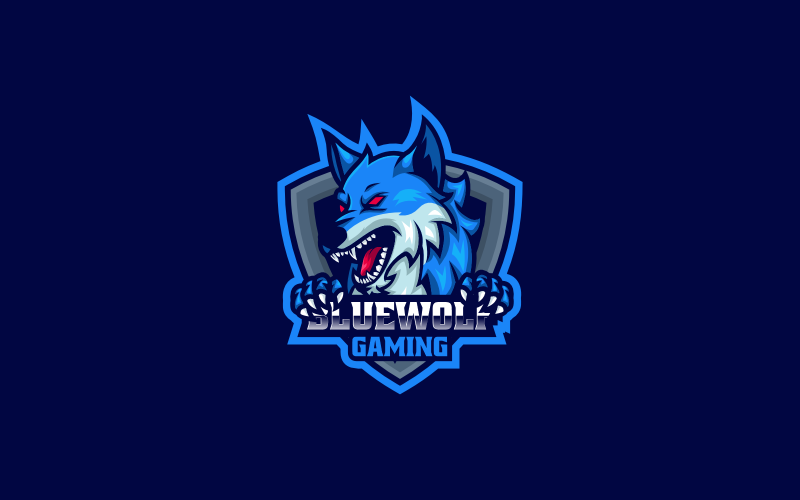 Blue Wolf E- Sport and Sport Logo Template