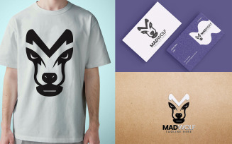 M Latter Wolf Logo Template