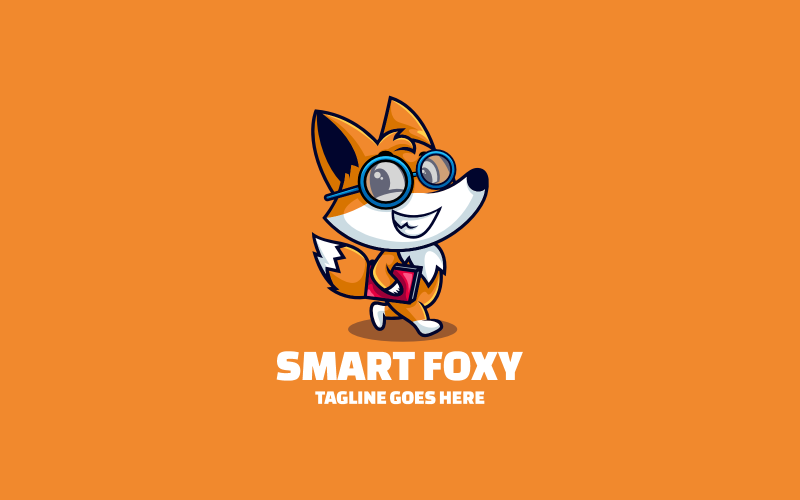 Smart Foxy Mascot Cartoon Logo Logo Template