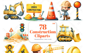 Watercolor Construction Clipart, Construction vehicles clipart, Crane, Bulldozer, Birthday Boy