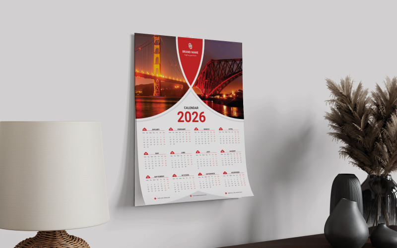 Corporate Calendar Design Office Desk Or Wall Vector Template Planner