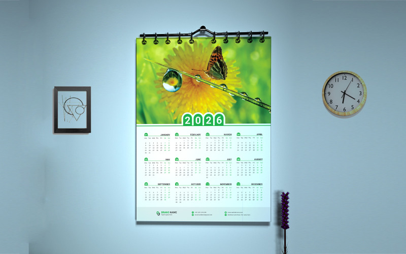 Corporate Monthly Calendar Design For Wall Vector Template Planner