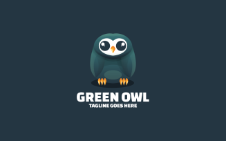 Green Owl Gradient Colorful Logo