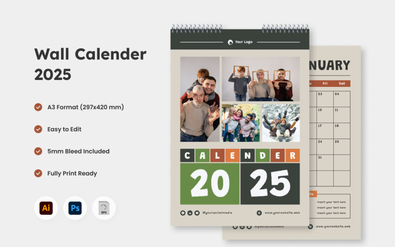 Wall Calendar 2025 Design V5 Planner