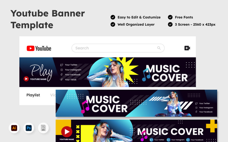 YouTube Banner Template V6 Social Media
