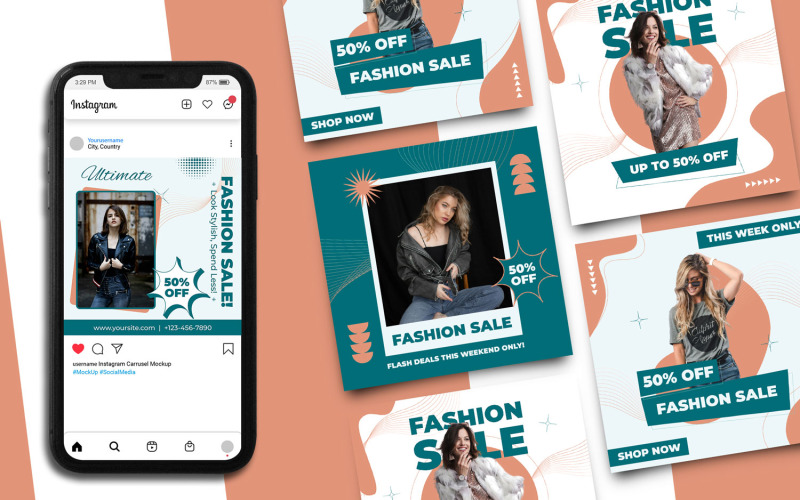 Fashion Sale Instagram Post Template 5 Social Media