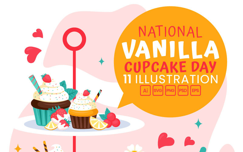 11 National Vanilla Cupcake Day Illustration