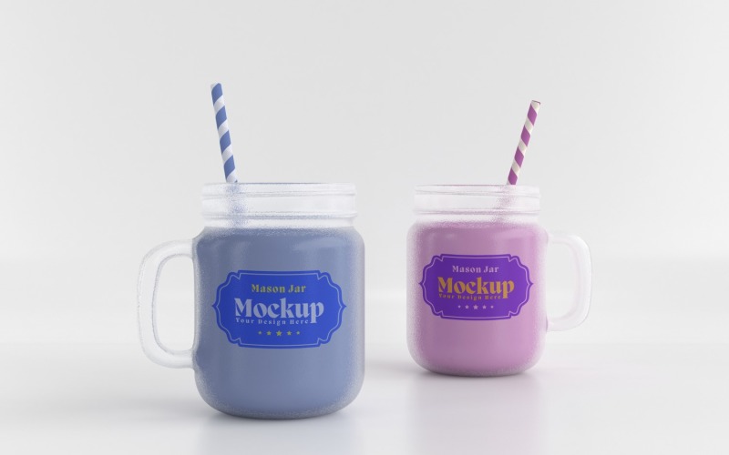 Mason Drinking Glass Jar Mockup for Customizable Branding 02 Product Mockup
