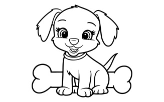 illustrate a art of a simple puppy with a big bone