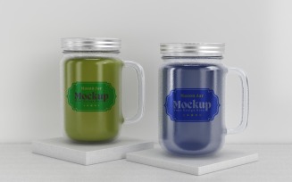 Mason Drinking Glass Jar Mockup for Customizable Branding 42
