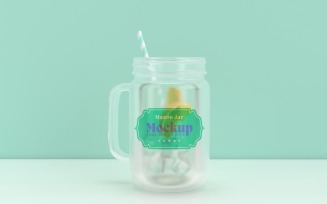 Mason Drinking Glass Jar Mockup for Customizable Branding 55