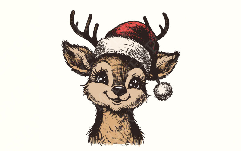 Christmas Reindeer Png, Holly Jolly Png, Christmas Coquette Png, Brushstroke, Merry Christmas Png, Illustration