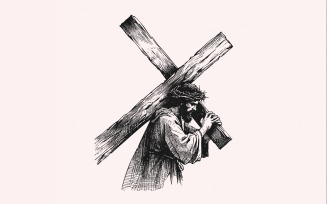 Jesus Carrying Cross PNG, Faith png, Christian png, Religious Artwork, Cross png File,